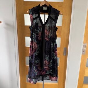 Maeve Black and Pink Floral Midi Dress